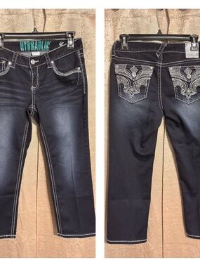 Hydraulic Women's Dark Indigo Rhinestone Embellished Ankle Jeans
